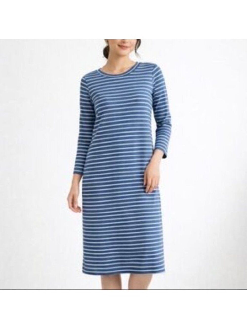 Sonnet James Reece Play Dress Blue Stripe Long Sleeve Size S